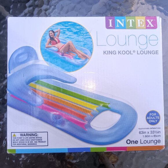 Intex King Kool Inflatable Floating Pool Rainbow Lounge Chair Floatie - Picture 4 of 9